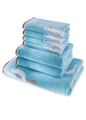 Ręczniki z motywem mew. Niebieskie stroje kąpielowe damskie bonprix, bez wzorów, z bawełny. Za 62.99 zł.
