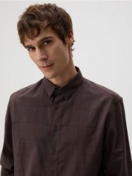 Koszula regular z bawełny egipskiej - oliwkowy. Zielone koszule męskie Reserved, l, bez wzorów, z bawełny, bez kołnierzyka, bez ramiączek. Za 139.99 zł.