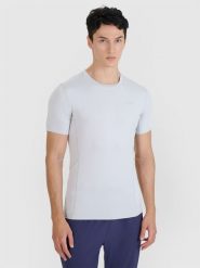 4F Koszulka do biegania slim szybkoschnąca męska - szara M. Szare t-shirty męskie 4F, m, bez wzorów, z dzianiny, bez kołnierzyka, bez ramiączek. W wyprzedaży za 79.99 zł.