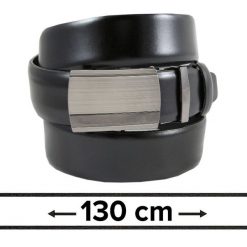Pasek Czarny do Spodni 130 cm, Automatyczna Klamra, Skórzany, Elegancki -VICTORIO. Czarne paski męskie Victorio, ze skóry, eleganckie. Za 99.00 zł.