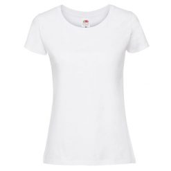 Koszulka Damska Iconic 195 Premium Ringspun Cotton T-shirt. Białe bluzki damskie fruit of the loom, xs, bez wzorów, sportowe, bez kołnierzyka, bez ramiączek. Za 31.99 zł.