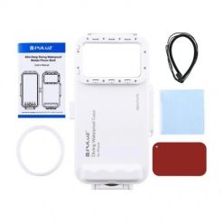 Etui Puluz wodoodporne 45m do iPhone do zdjęć i nagrań podwodnych (białe). Białe zegarki sportowe Puluz, bez wzorów. Za 369.00 zł.