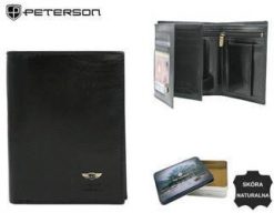 Portfel skórzany PETERSON PTN 22308-VT czarny. Czarne portfele męskie Peterson, bez wzorów. Za 101.99 zł.