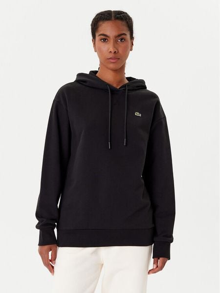 Lacoste Bluza SF7612 Czarny Oversize. Czarne bluzy damskie Lacoste, bez wzorów, z bawełny, bez ramiączek, bez kaptura. Za 539.99 zł.