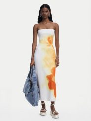 Desigual Sukienka letnia Amberes 25SWVK49 Écru Slim Fit. Sukienki damskie Desigual, na lato, m, bez wzorów, z syntetyku, bez kołnierzyka, bez ramiączek. Za 279.99 zł.