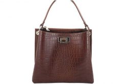 Listonoszka skórzana BARBERINI'S croco brązowa 795/1-6. Brązowe torebki do ręki damskie Barberinis, bez wzorów, ze skóry, bez dodatków. Za 339.99 zł.