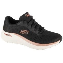 Buty sportowe damskie, Arch Fit 2.0 - Glow The Distance. Czarne obuwie sportowe damskie Skechers, bez wzorów, bez zapięcia. Za 399.99 zł.
