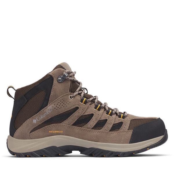 Trekkingi Columbia. Brązowe botki męskie Columbia, bez wzorów, bez obcasa, bez zapięcia. Za 449.99 zł.