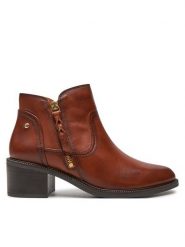Pikolinos Botki W2D-8674 Brązowy. Brązowe botki damskie Pikolinos, bez wzorów, ze skóry, bez obcasa, na słupku, bez zapięcia. Za 659.99 zł.