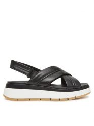 Clarks Sandały Tuscan Cross 26182233 Czarny. Czarne sandały damskie Clarks, bez wzorów, ze skóry, bez obcasa, na koturnie, bez zapięcia. Za 269.99 zł.