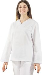 K8RD Bluza piekarska piekarza bluza gastronomiczna biała unisex długi rękaw poliester 65% bawełna 35% 195g/m S. Białe bluzy damskie Visent, m, bez wzorów, z bawełny, bez ramiączek, bez kaptura. Za 52.94 zł.