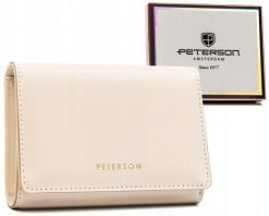 Portfel damski Peterson PTN 013-LAK beżowy. Brązowe portfele damskie Peterson, ze skóry ekologicznej. Za 99.00 zł.