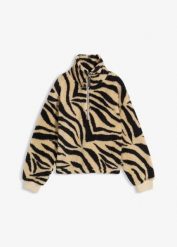 Bluza z polaru-baranka. Brązowe bluzy damskie bonprix, bez wzorów, z polaru, bez ramiączek, bez kaptura. Za 124.99 zł.