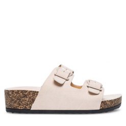 Klapki Clara Barson. Brązowe klapki damskie Clara Barson, bez wzorów, bez obcasa, bez zapięcia. Za 79.99 zł.