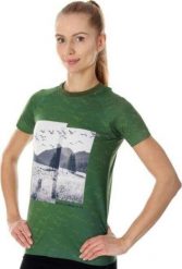 Brubeck SS13230A Koszulka damska Running Air zielony XL. Zielone bluzki damskie Brubeck, xl, bez wzorów, bez kołnierzyka, bez ramiączek. Za 110.87 zł.
