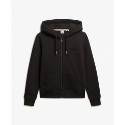 Bluza damska z kapturem Superdry Vintage Metallic. Czarne bluzy damskie Superdry, bez wzorów, vintage, bez ramiączek, z kapturem. Za 353.95 zł.