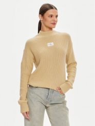Calvin Klein Jeans Sweter J20J223609 Beżowy Loose Fit. Brązowe swetry nierozpinane damskie Calvin Klein Jeans, xl, bez wzorów, z bawełny, bez kołnierzyka, bez ramiączek. W wyprzedaży za 279.99 zł.