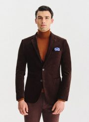 PAKO LORENTE - Brązowa sztruksowa marynarka męska. Brązowe garnitury męskie Pako Lorente, m, bez wzorów, z bawełny, casualowe, bez kołnierzyka, bez ramiączek. Za 599.99 zł.