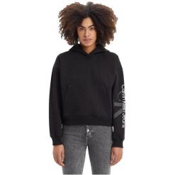 Bluza z kapturem Calvin Klein Full Sleeve Printed, Kobiety. Czarne bluzy damskie Calvin Klein, m, bez wzorów, z bawełny, bez ramiączek, z kapturem. Za 490.00 zł.