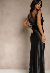 Czarna Satynowa Wiskozowa Sukienka Koktajlowa z Bawełną Deleisana. Czarne sukienki damskie Renee, na imprezę, m, bez wzorów, z bawełny, bez kołnierzyka, bez ramiączek, maxi. Za 139.99 zł.