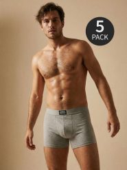 Bawełniane bokserki Classic 5 pack - szary. Szare bokserki męskie Sinsay, bez wzorów, z bawełny. Za 49.99 zł.