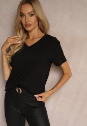 Czarny Klasyczny T-shirt z Bawełny Irithnea. Czarne t-shirty damskie Renee, m, bez wzorów, z bawełny, klasyczne, bez kołnierzyka, bez ramiączek. Za 29.99 zł.