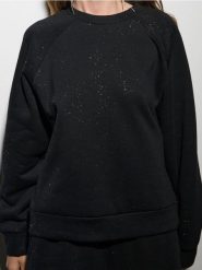 Bluza crewneck z połyskującymi aplikacjami - czarny. Czarne bluzy damskie Sinsay, l, z aplikacjami, bez ramiączek, bez kaptura. W wyprzedaży za 39.99 zł.