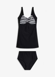 Długie tankini (komplet 2-cz.). Czarne stroje kąpielowe damskie bonprix, bez wzorów. Za 159.99 zł.
