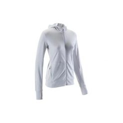 Bluza Rozpinana Z Kapturem Damska Run Warm Szara. Szare bluzy damskie KALENJI, l, bez wzorów, z elastanu, bez ramiączek, bez kaptura. Za 119.99 zł.