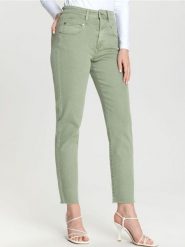 Jeansy straight high waist - zielony. Zielone jeansy damskie Sinsay, bez wzorów, z bawełny, z podwyższonym stanem. Za 79.99 zł.