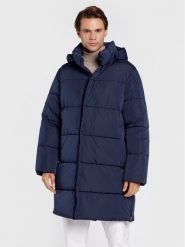 Trussardi Płaszcz zimowy Memory 52S00742 Granatowy Regular Fit. Niebieskie kurtki męskie TRUSSARDI, na zimę, m, bez wzorów, z syntetyku, bez kołnierzyka, bez kaptura. Za 2,339.00 zł.