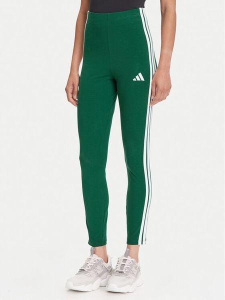 Adidas Legginsy Essentials 3-Stripes KB7663 Zielony Slim Fit. Zielone legginsy damskie Adidas, bez wzorów, z bawełny. Za 99.99 zł.