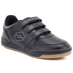 Buty męskie sportowe na rzep nadwymiar czarne Lotto 2400530U 1119. Czarne buty sportowe męskie Lotto, bez wzorów, ze skóry ekologicznej, bez zapięcia. Za 139.99 zł.