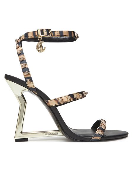 Just Cavalli Sandały 78RA3S62 ZSA32 Czarny. Czarne sandały damskie Just Cavalli, bez wzorów, z materiału, bez obcasa, na koturnie, bez zapięcia. Za 689.99 zł.