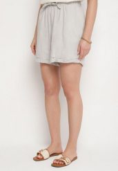 Szare Szorty Bawełniane z Elastyczną Gumką w Talii Sarilea. Szare szorty damskie Born2be, bez wzorów, z bawełny, eleganckie. Za 39.99 zł.