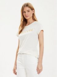 Mustang T-Shirt Loa 1015177 Écru Slim Fit. T-shirty damskie Mustang, s, bez wzorów, z bawełny, bez kołnierzyka, bez ramiączek. Za 39.99 zł.