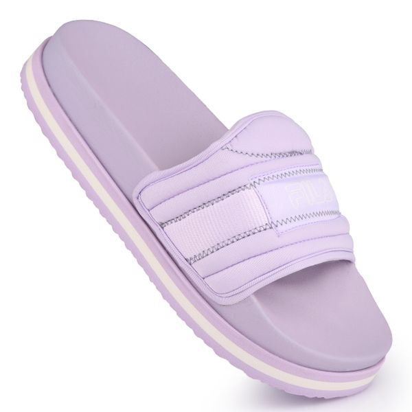 Klapki basenowe damskie Fila MORRO ZEPPA LOUNGE SLIPPER WMN. Fioletowe klapki damskie Fila, bez wzorów, sportowe, bez obcasa, bez zapięcia. W wyprzedaży za 109.00 zł.
