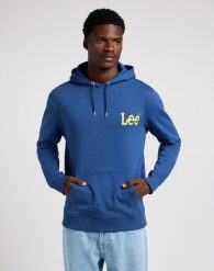 LEE WOBBLY HOODIE MĘSKA BLUZA NIEROZPINANA LOGO MIDNIGHT NAVY 112349102 LM54016852. Niebieskie bluzy męskie Lee, m, bez wzorów, bez kaptura. Za 149.99 zł.