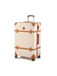 Semi Line Walizka duża T5506-4 Beżowy. Brązowe walizki damskie Semi-line, bez wzorów, z tworzywa sztucznego, duże. Za 339.99 zł.