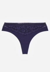 Granatowe Majtki Stringi z Bawełną Ozdobione Koronką Thelanthe. Niebieskie majtki damskie Born2be, z bawełny. Za 7.99 zł.