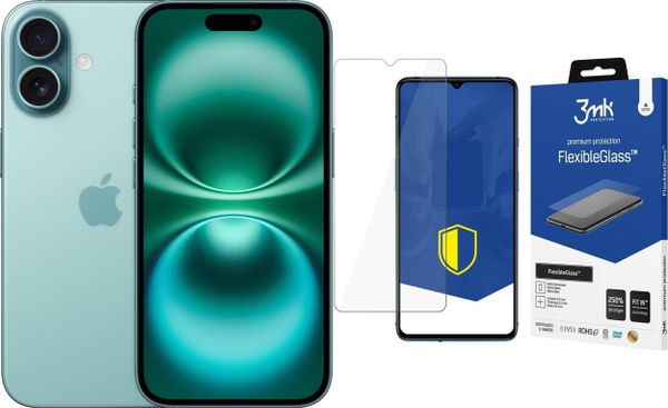 Smartfon Apple iPhone 16 256GB Teal (MYEJ3) + FlexibleGlass. Smartfony Apple. Za 6,880.00 zł.