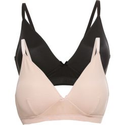 Biustonosz bez fiszbinów (2 szt.) bonprix cielisty + czarny. Brązowe biustonosze bonprix, bez wzorów, z koronki. Za 49.98 zł.