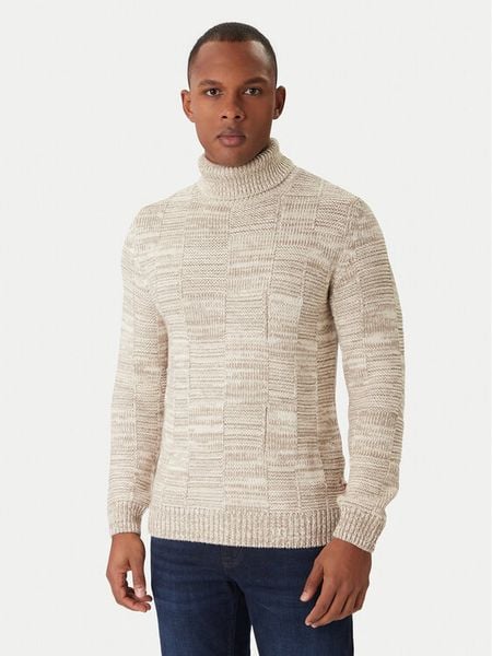 JOOP! Jeans Golf Milsom 30047472 Beżowy Modern Fit. Brązowe swetry męskie JOOP! Jeans, m, bez wzorów, z bawełny, bez kołnierzyka, bez ramiączek. Za 779.99 zł.
