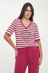 T-shirt damski w paski LIU JO. T-shirty damskie Liu Jo, xs, bez wzorów, bez kołnierzyka, bez ramiączek. Za 299.00 zł.