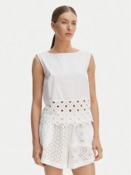 Max Mara Beachwear Top Maggio 2616161039 Biały Regular Fit. Białe topy damskie Max Mara Beachwear, s, bez wzorów, z syntetyku, bez kołnierzyka, bez ramiączek. Za 589.99 zł.