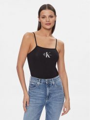 Calvin Klein Jeans Body Monologo J20J223421 Czarny Slim Fit. Czarne body Calvin Klein Jeans, bez wzorów, z bawełny. Za 129.99 zł.
