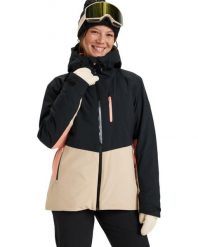 Kurtka narciarska damska Roxy Peakside Insulated Snow 10K. Czarne kurtki sportowe damskie Roxy, na zimę, l, bez wzorów, z materiału, bez ramiączek, z kapturem, narciarskie. Za 685.49 zł.