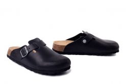 DR. BRINKMANN 600159-01 schwarz, klapki damskie. Czarne klapki damskie Dr. Brinkmann, bez wzorów, ze skóry, bez obcasa, bez zapięcia. Za 289.90 zł.