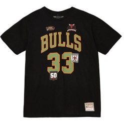 Koszulka Chicago Bulls. Czarne bluzki damskie Mitchell & Ness, bez wzorów, sportowe, bez kołnierzyka, bez ramiączek. Za 318.00 zł.