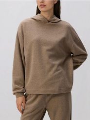 Bluza z kapturem - brązowy. Brązowe bluzy damskie Reserved, l, bez wzorów, z bawełny, bez ramiączek, z kapturem. Za 119.99 zł.